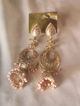 ⭐ NALVION – Royal Gold Kundan Jhumka Earrings