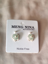 ⭐ NALVION – Mint Blossom Pearl Stud Earrings