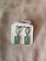 Nalvion – Mint Green Geometric Drop Earrings (Trendy Statement Look)