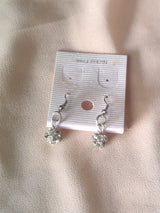 Nalvion – Silver Rhinestone Crystal Ball Dangling Earrings (Nickel Free)