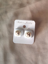 Classic White "H" Letter Stud Earrings