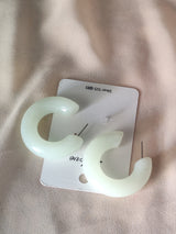 Milky Mint Thick Resin Hoop Earrings – Silver 925 Pin