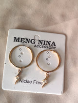 Gold Textured Hoop Earrings with Crystal Drop — Elegant & Minimal Glam