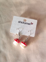 Cute Red Mushroom Drop Earrings
