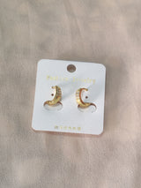 Golden Crescent Stud Earrings – Crystal Shine