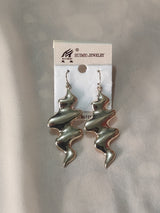 Abstract Wave Metal Dangle Earrings