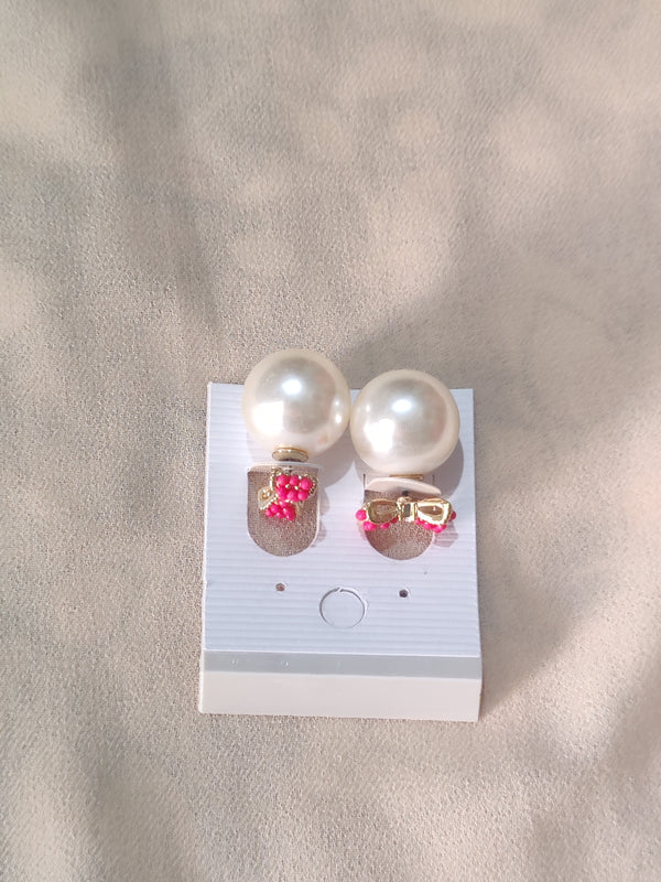 Elegant Pearl Bow Stud Earrings