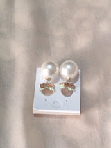 Pearl Drop Studs with Mint Bead Detail