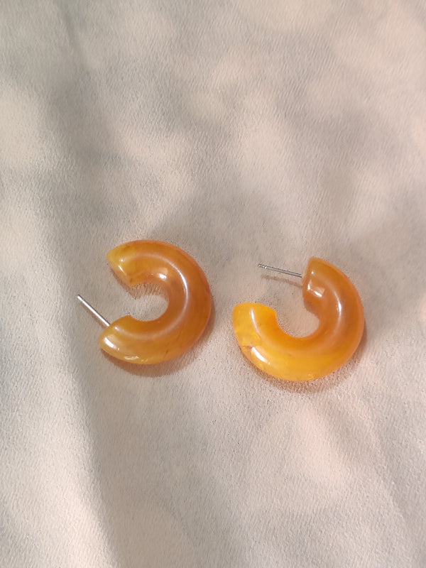 Amber Resin Chunky Hoop Earrings