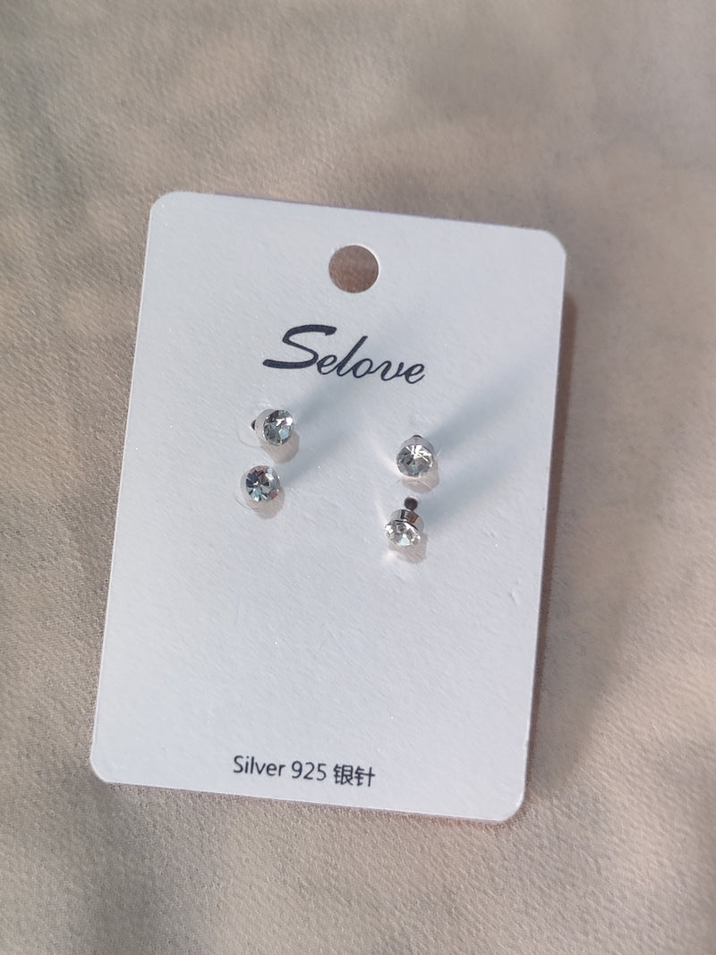 Selove Silver 925 Mini Stud Earrings — 2 Pair Set