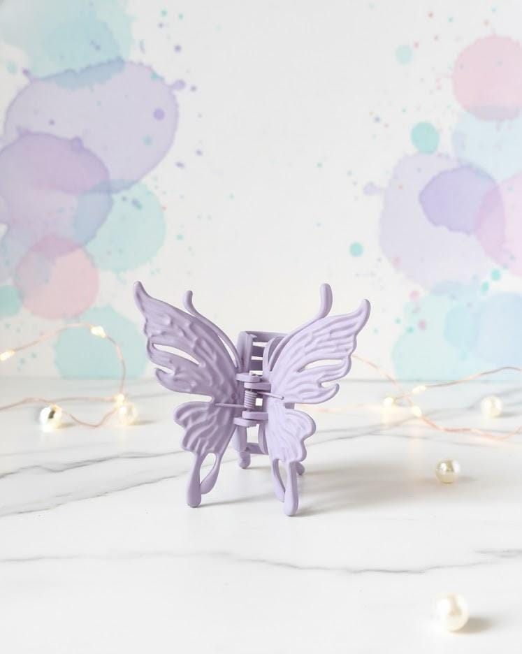 Nalvion Lavender Matte Butterfly Hair Claw Clip – Strong Grip | Korean Aesthetic | Premium Finish