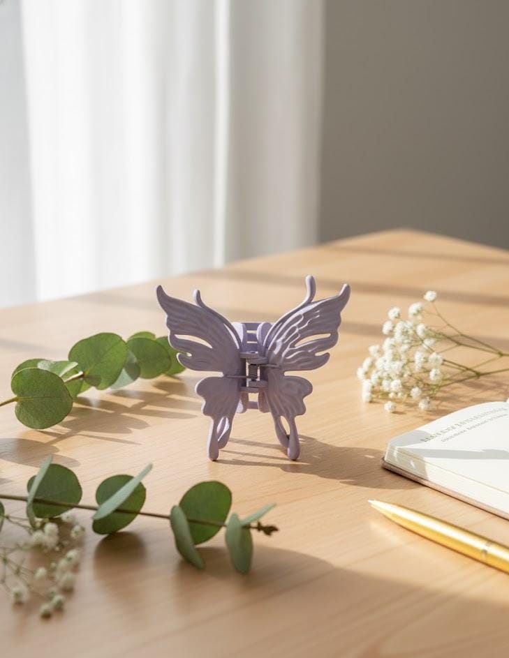 Nalvion Lavender Matte Butterfly Hair Claw Clip – Strong Grip | Korean Aesthetic | Premium Finish