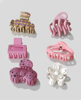 Nalvion 6-Piece Mixed Hair Claw Clip Set – Premium Designs | Strong Grip | Korean Cute Collection