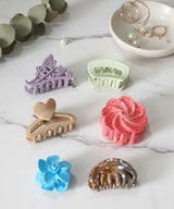 Nalvion 6-Piece Premium Mixed Hair Claw Clip Set – Korean Aesthetic | Strong Grip | Daily Wear Collection