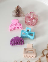 Nalvion 6-Piece Premium Mixed Hair Claw Clip Set – Glossy, Matte, Floral & Bow Designs | Korean Aesthetic | Strong Grip