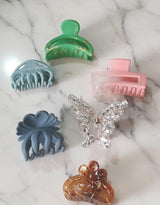 Nalvion 6-Piece Premium Designer Hair Claw Set – Crystal, Matte & Gloss Glossy Mix | Strong Grip | Korean Aesthetic