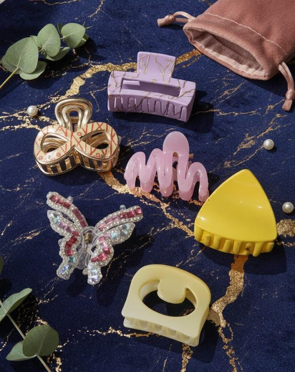 Nalvion Premium Hair Claw Clip Set – 6 Unique Designs (Limited Edition)