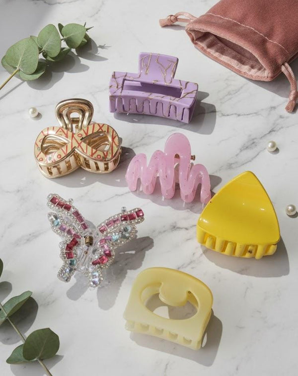 Nalvion Premium Hair Claw Clip Set – 6 Unique Designs (Limited Edition)