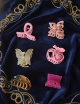 Nalvion Cute Mini Hair Claw Clips Set (6 pcs) – Butterfly, Bow, Heart, Ribbon Shapes | Soft Pastel Collection