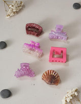 Acrylic & Glitter Hair Claw Clips – Set of 6 | Strong Grip | Shimmery & Pastel Mix Collection