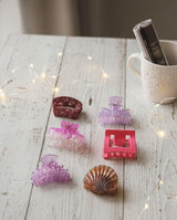 Acrylic & Glitter Hair Claw Clips – Set of 6 | Strong Grip | Shimmery & Pastel Mix Collection