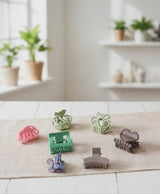 Matte & Crystal Mini Hair Claw Set – 6 pcs | Heart, Butterfly, Pastel & Classic Mix