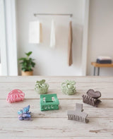 Matte & Crystal Mini Hair Claw Set – 6 pcs | Heart, Butterfly, Pastel & Classic Mix