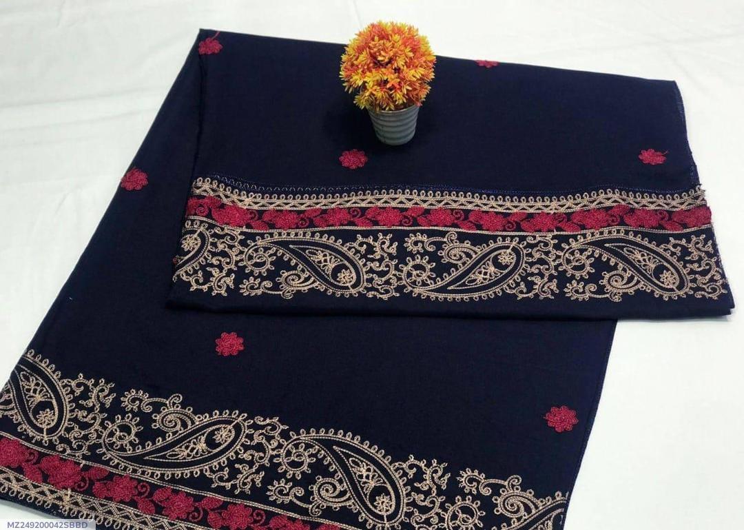 Women’s Swiss Embroidered Shawl – Blue | Elegant Winter Collection