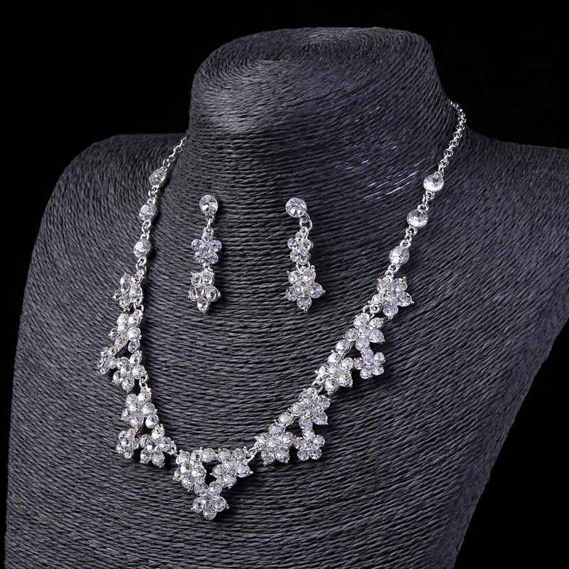 Rhinestone Bridal Jewelry Set – 3-Piece Crown, Necklace & Earrings | Korean Handmade Crystal Design