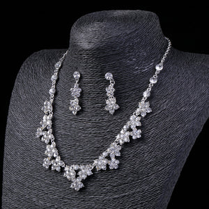 Rhinestone Bridal Jewelry Set – 3-Piece Crown, Necklace & Earrings | Korean Handmade Crystal Design