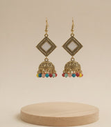 Bohemian Mirror Dome Jhumka – Multicolor Charm by Nalvion
