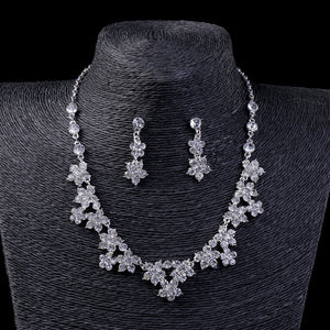 Rhinestone Bridal Jewelry Set – 3-Piece Crown, Necklace & Earrings | Korean Handmade Crystal Design