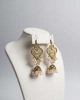 Vintage Golden Heart Pearl Jhumka – Royal Elegance by Nalvion