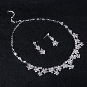 Rhinestone Bridal Jewelry Set – 3-Piece Crown, Necklace & Earrings | Korean Handmade Crystal Design
